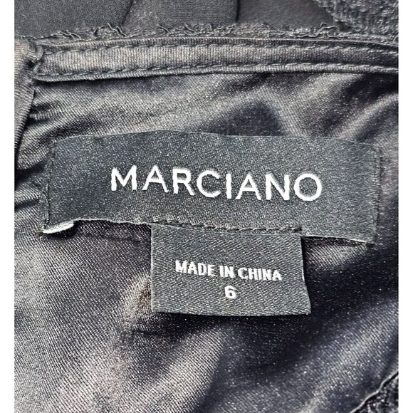 NWT Marciano Womens Black Lace Maxi Dress Sheer Overlay & Deep V-Neck Sz 6 2562 - Picture 7 of 11